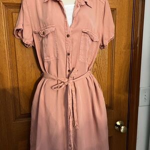 Stylish Pink Button-Up Dress